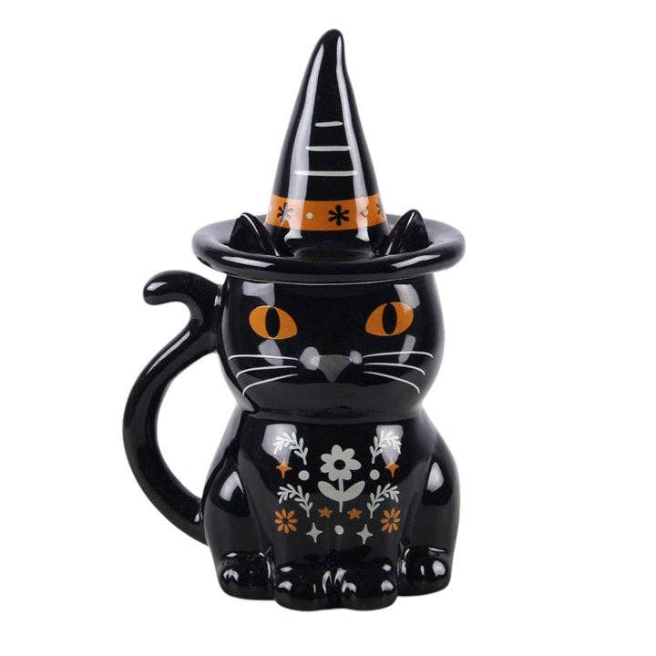 Frightful Folk Becher mit Deckel „Schwarze Katze”