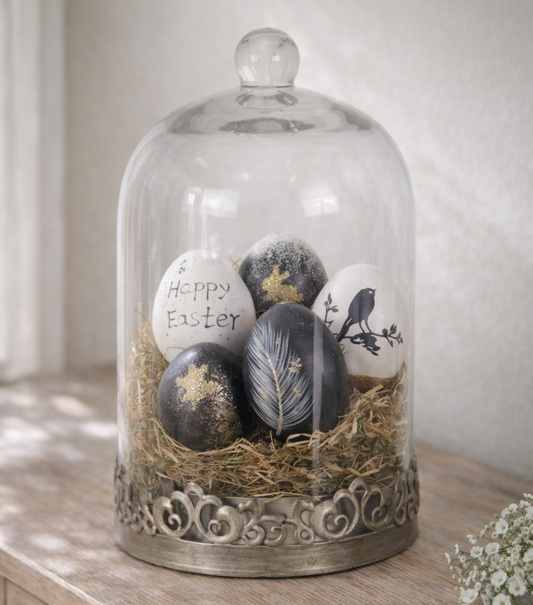 Cloche Ø 14x21 cm Silberfarbenes Metallglas rund