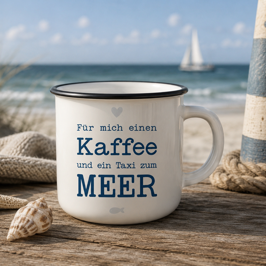 Becher mit Henkel, Maritim aus Metall