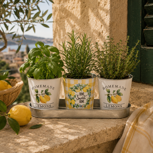 Dreier-Set Blumentöpfe 'Lemon', Metall
