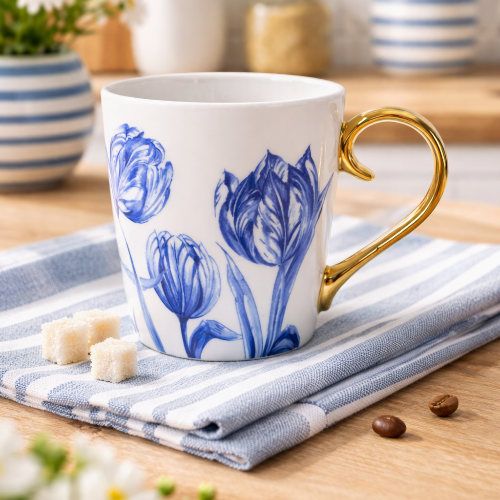 Tasse mit Tulpe & Goldohr