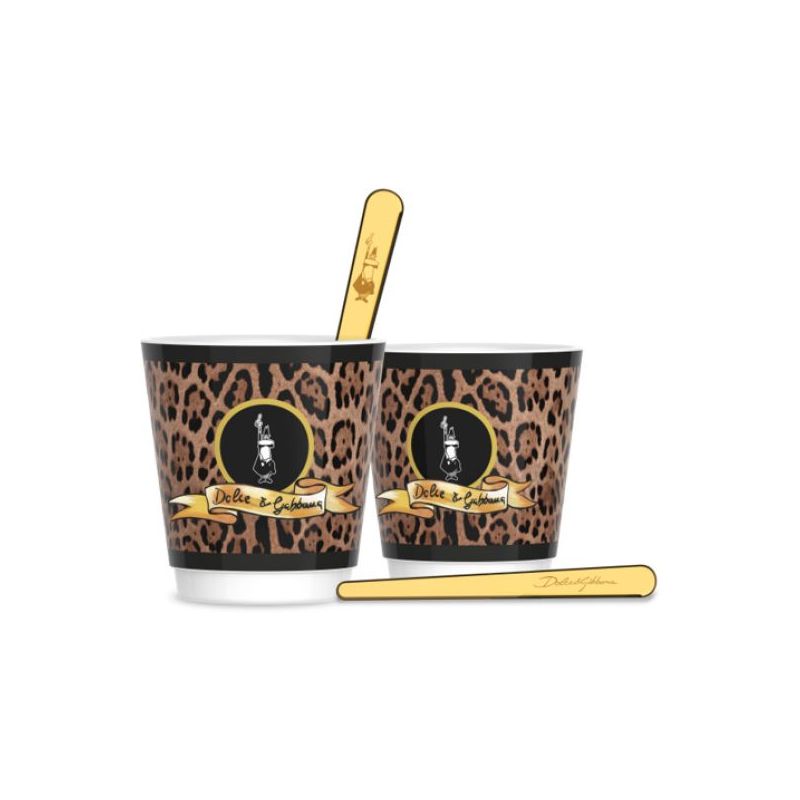 Dolce&Gabbana Leopardo Geschenkdose mit Moka Express 3T, 3 Espressobechern und 3 Rührstäbchen