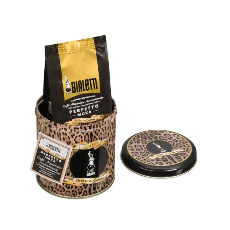Dolce&Gabbana Leopardo Design-Kaffeedose mit Perfetto Moka Audace, Kaffee gemahlen 200g Lieferzeit: