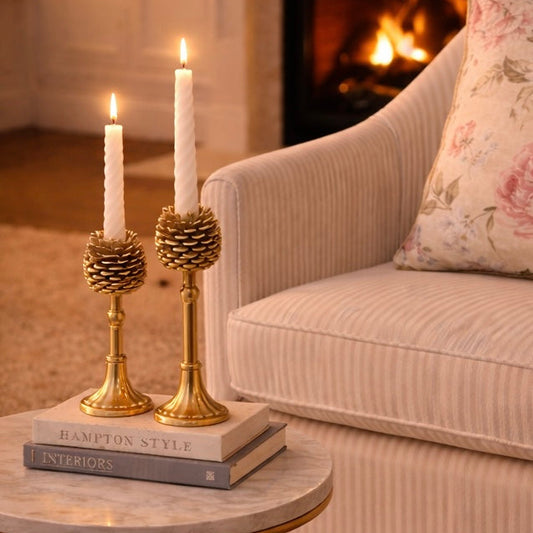 Kerzenhalter 2er-Set  Goldfarbenes Eisen