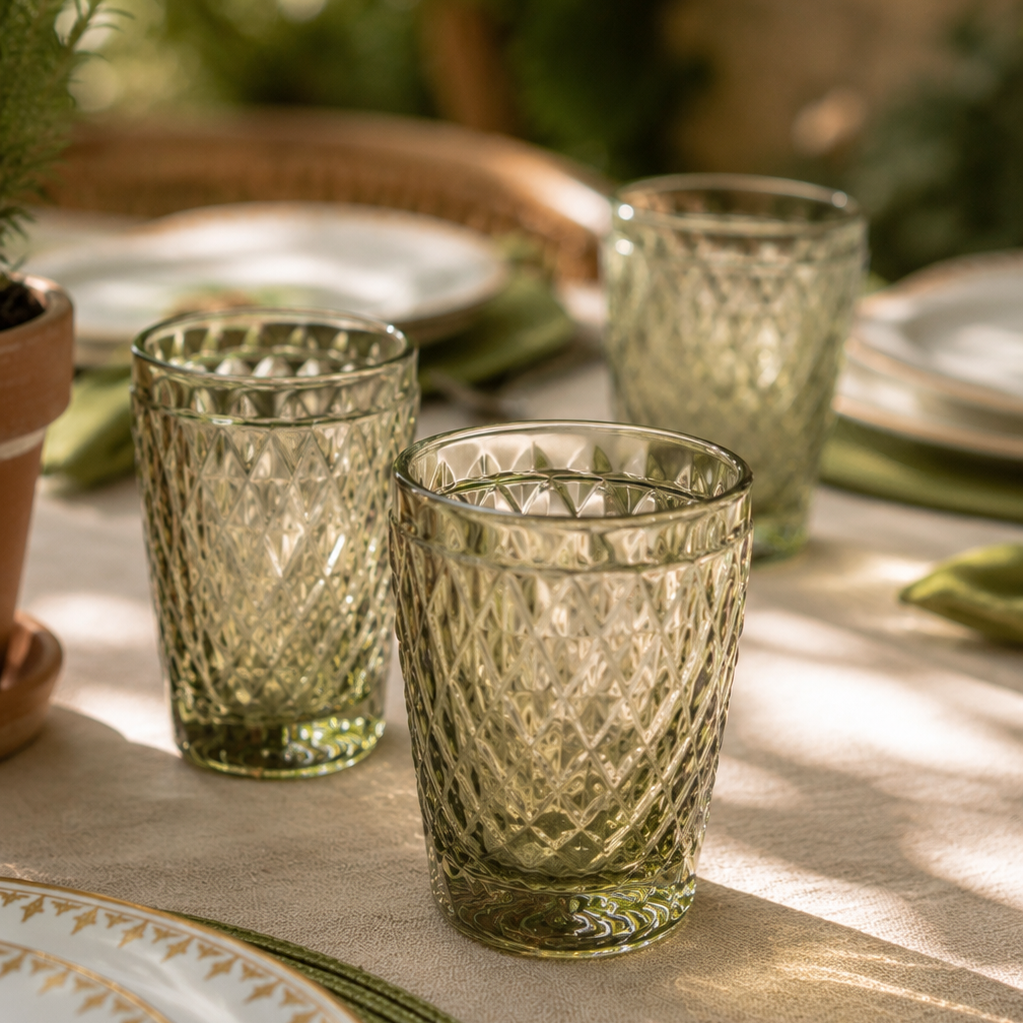 Winston - Wasserglas aus grünem Glas, 6er Set