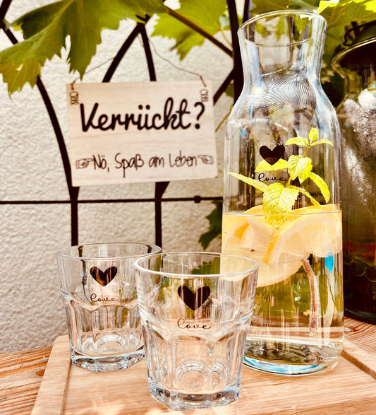 SPAR-SET 🖤 Glas & Karaffe HERZ, 3-tlg.