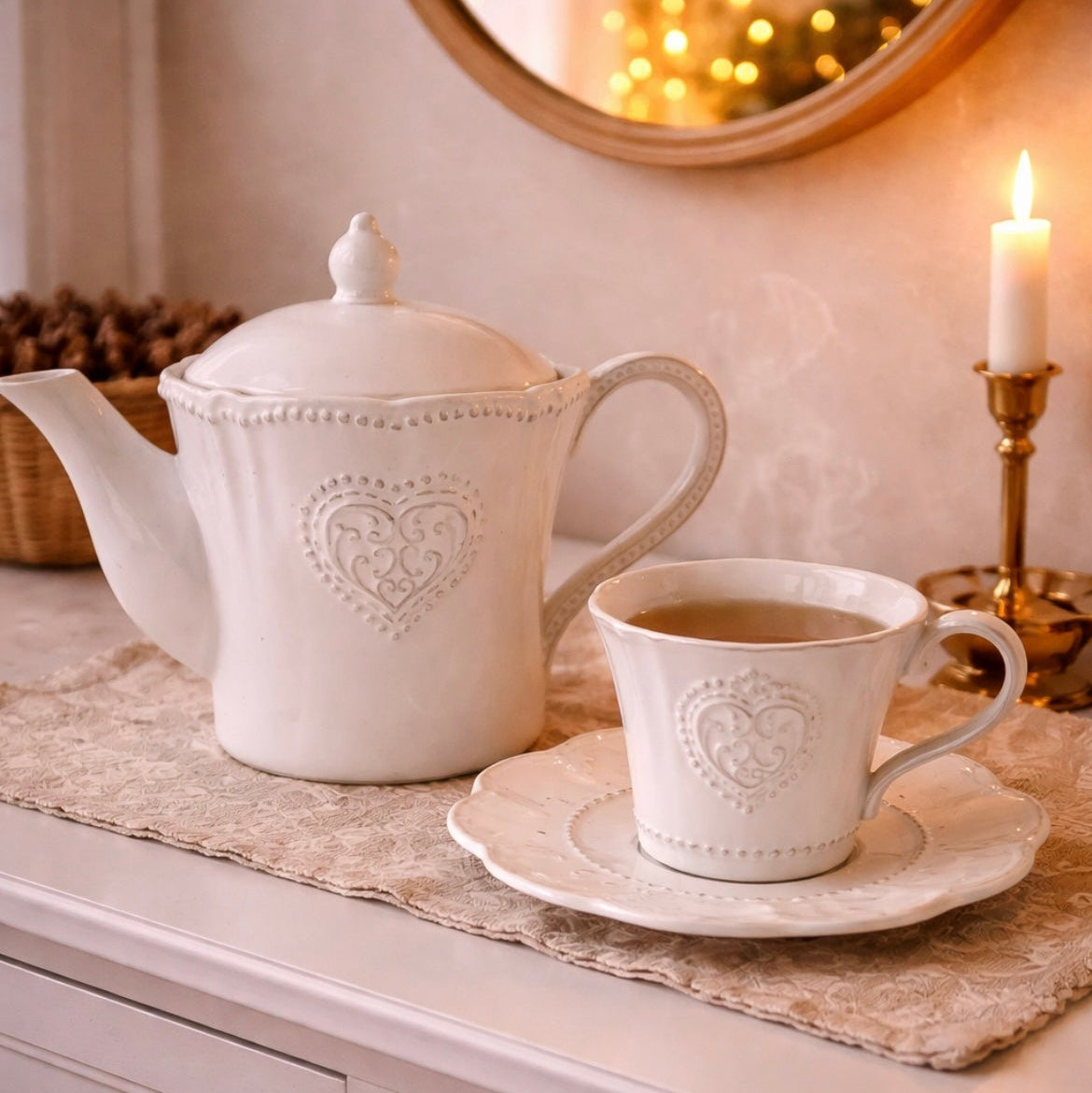 Teekanne, Keramik, Beige