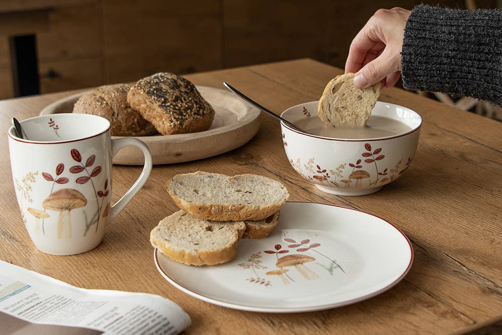 Frühstücksteller mit Pilzmotiv