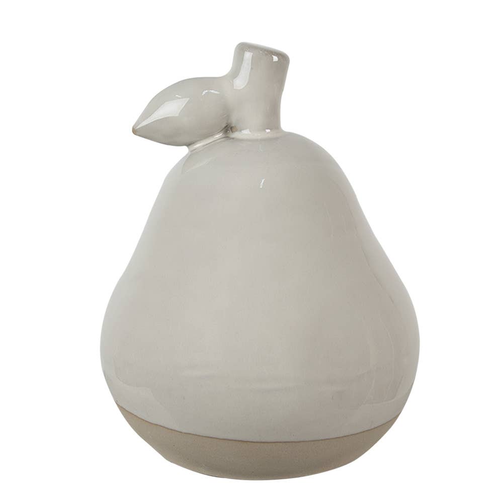 Deko-Birne 13 cm, beigefarbenes Porzellan