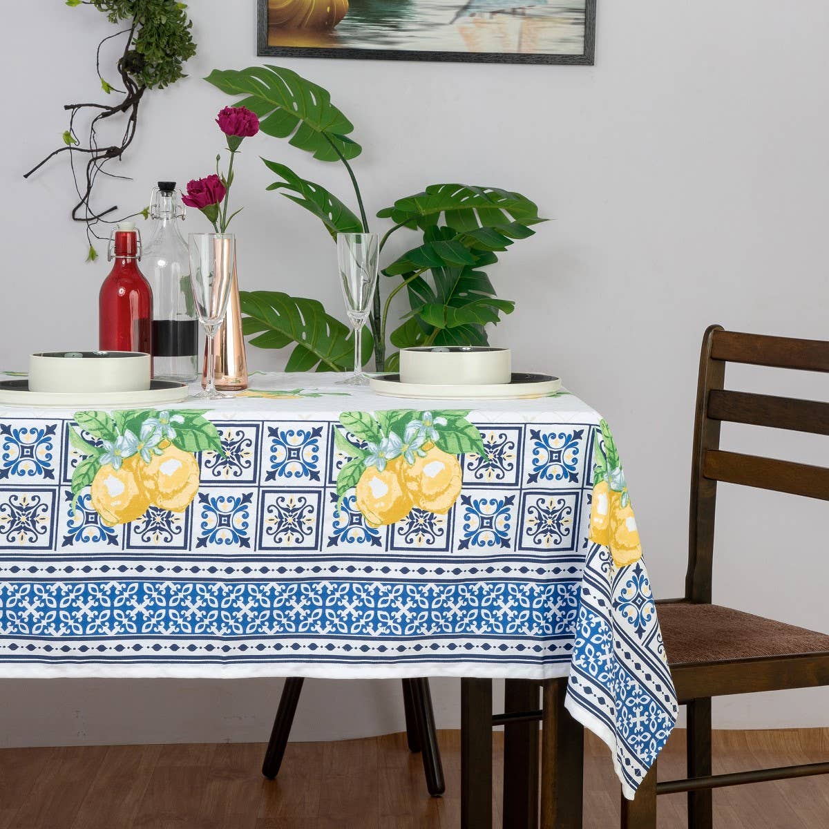 🍋 Tischdecke mit Zitronenmotiv 150 x 150 cm