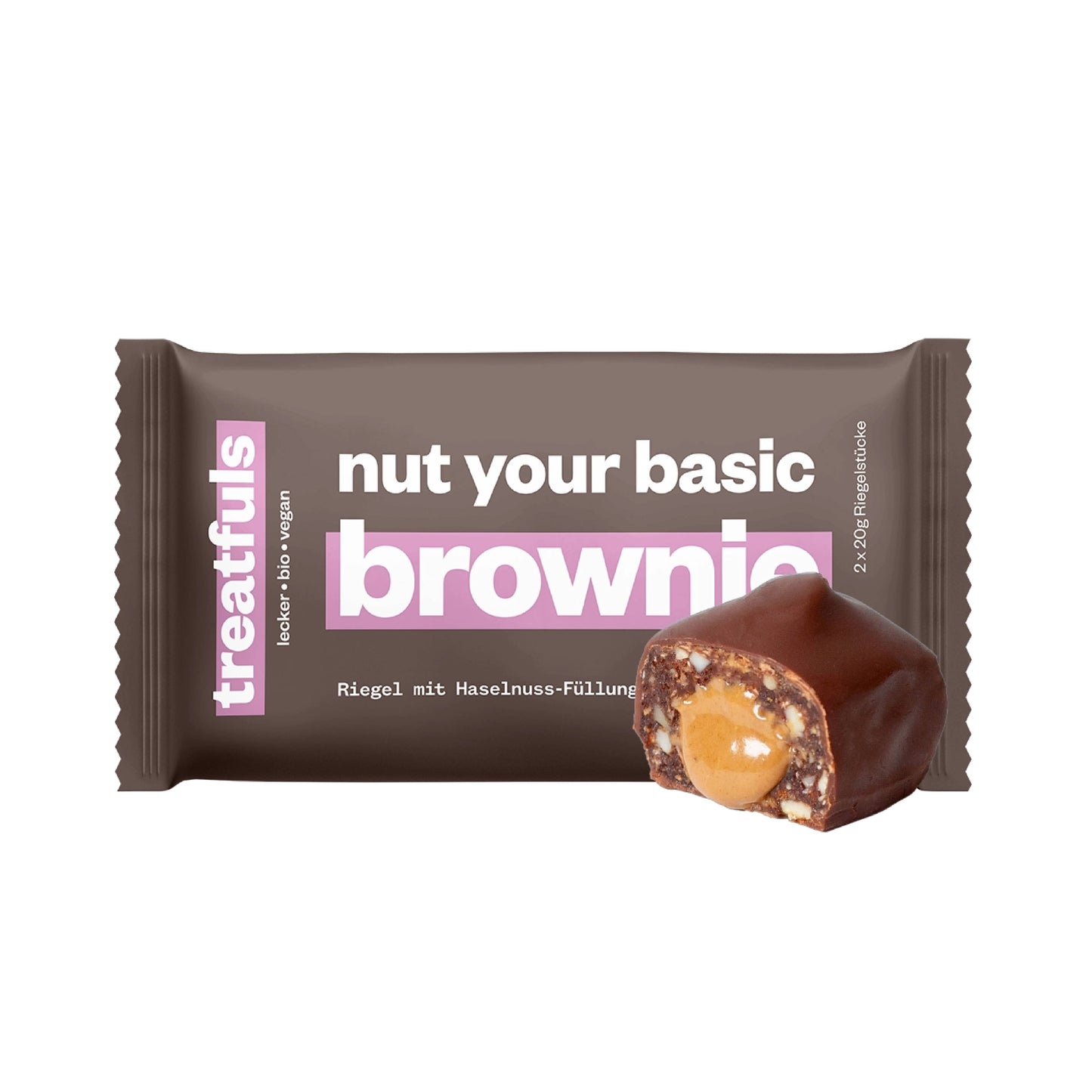 Dunkler Schoko brownie Riegel mit Füllung bio + vegan