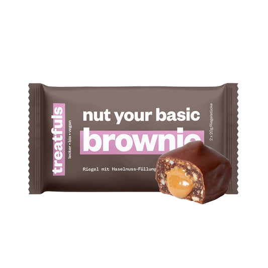 Dunkler Schoko brownie Riegel mit Füllung bio + vegan