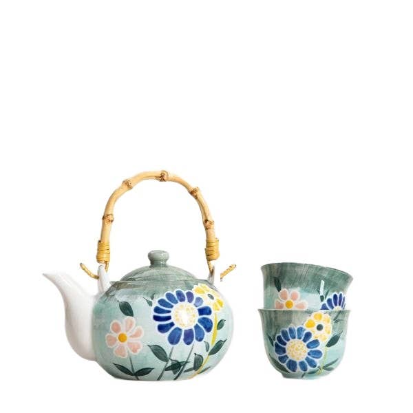 LIMITE Teeset mit Blumenmuster – Grün | 3-teilig