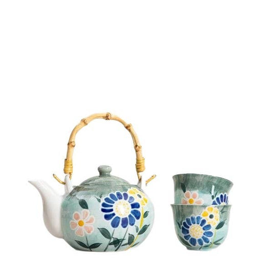 LIMITE Teeset mit Blumenmuster – Grün | 3-teilig