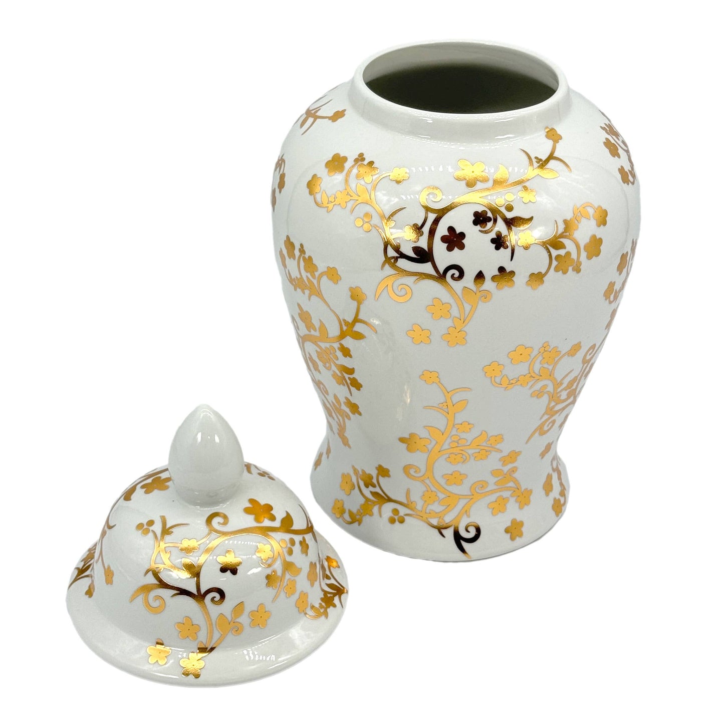 Ingwerglas aus Keramik Gold/Weiß, 45 cm