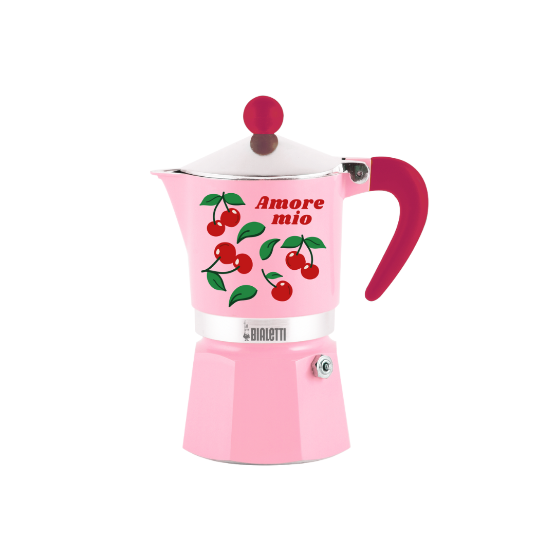 Bialetti Rainbow Mercato Della Frutta „Cherry“ für den Herd (3 Tassen)