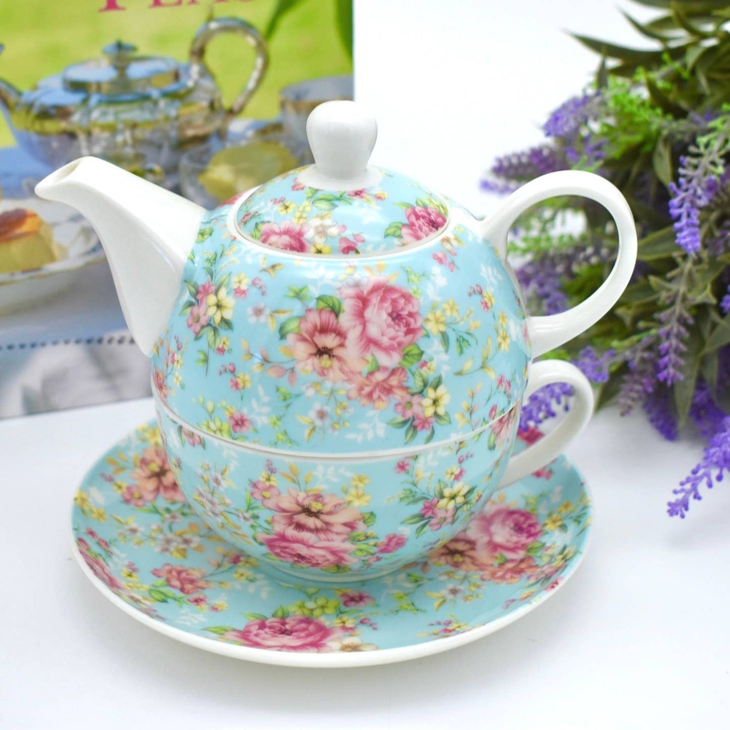 Tea for One Set Chintz Country Roses