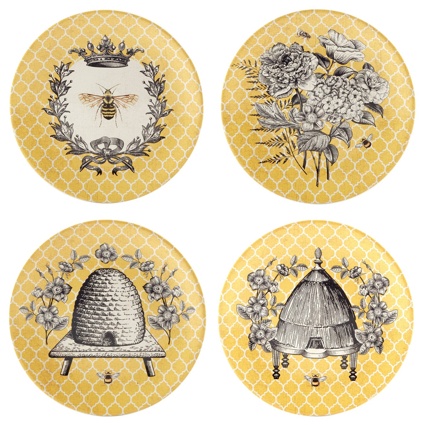 Teller French Bees, 4er Set