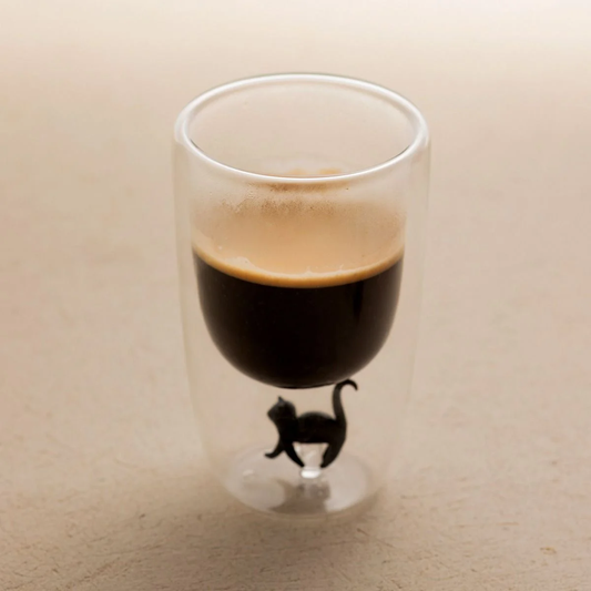 Doppelwandglas mit Katzenfigur – 350 ml