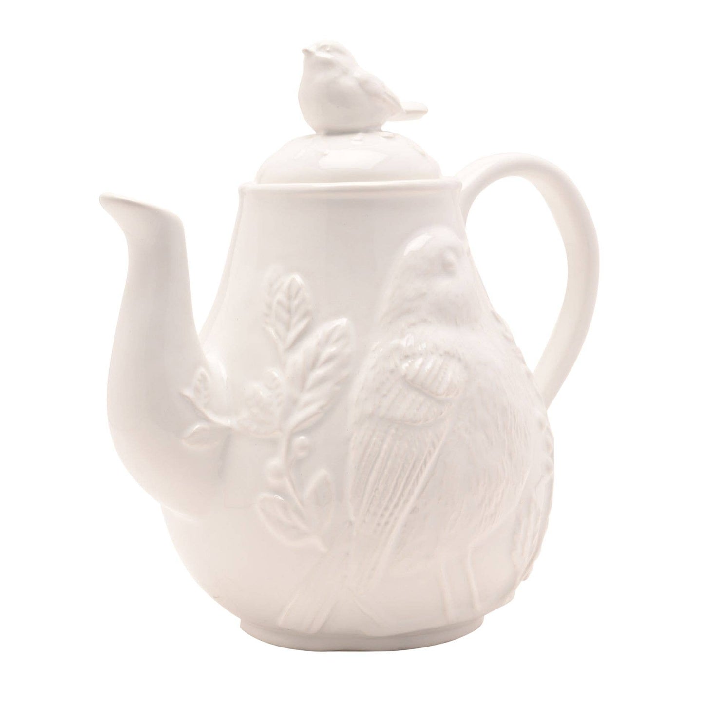 Teekanne mit Blumen und Vogelrelief