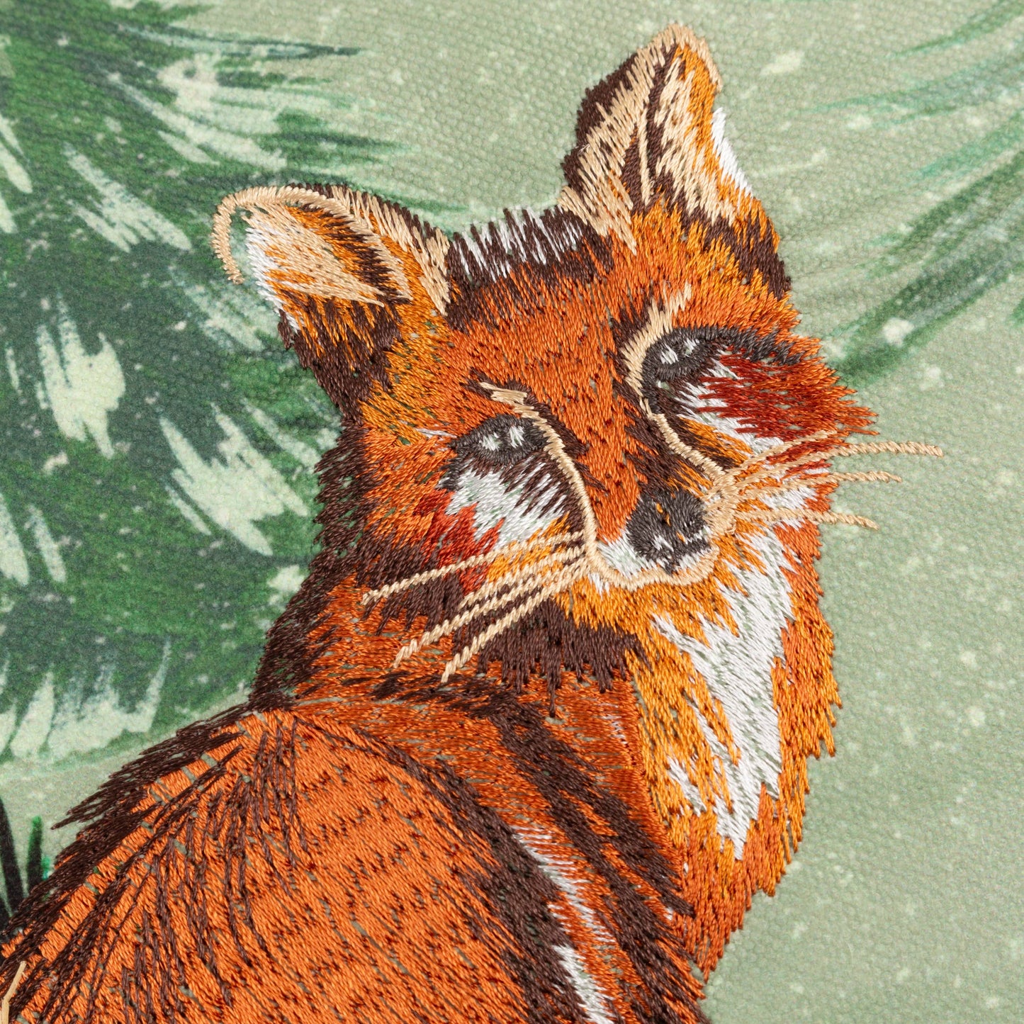Lodge Wood Fox Kissen, bestickt, Eichengrün: 30 x 50 cm