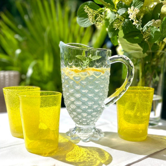 Große Trinkbecher JADE aus gelbem Glas, 2er-Set