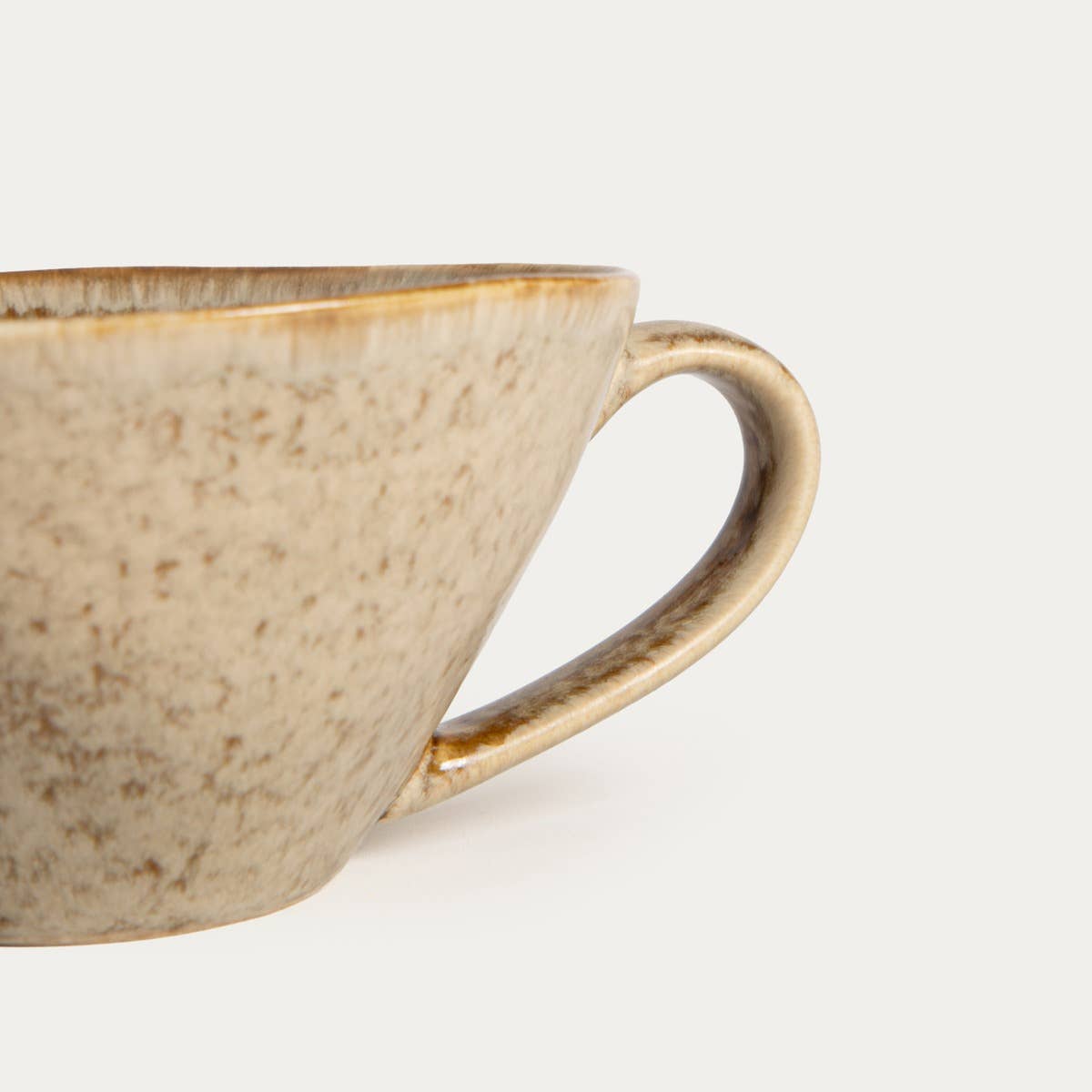 DAREL flache Steinzeug-Tasse – Beige | 250 ml