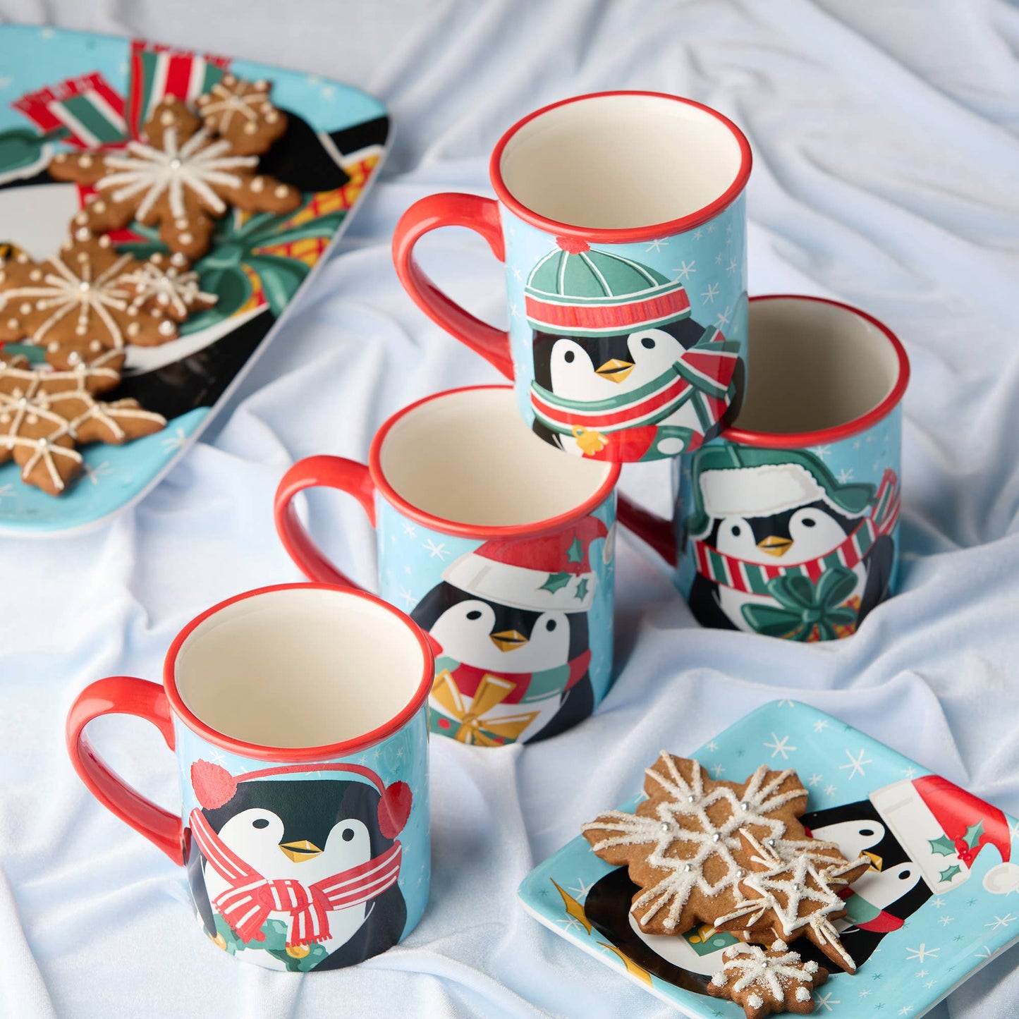 Weihnachtlicher Pinguin-Becher-Set 4 St.