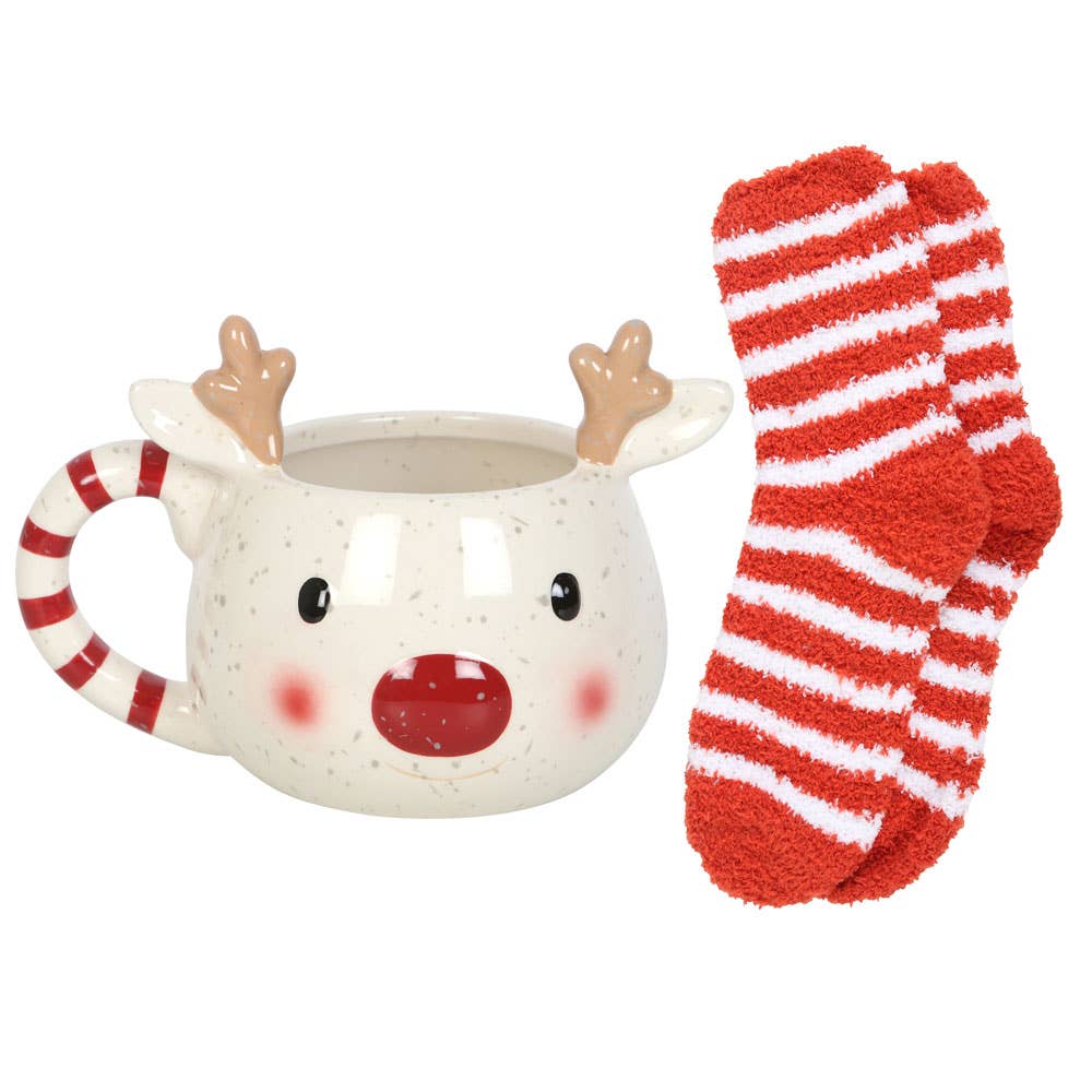 Weihnachtsset „Rudolph Reindeer“ mit Tasse und Socken