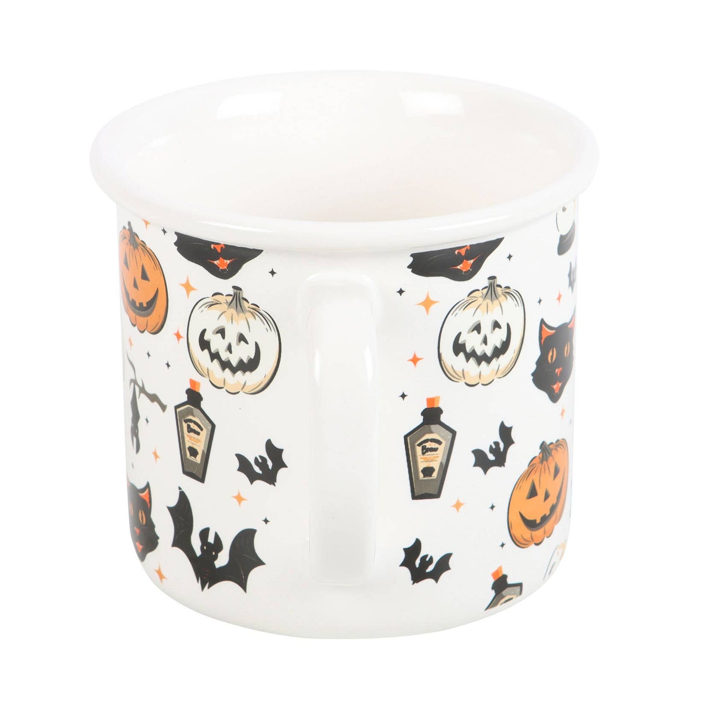 Halloween-Tasse mit gruseligem Katzen- und Kürbisdruck