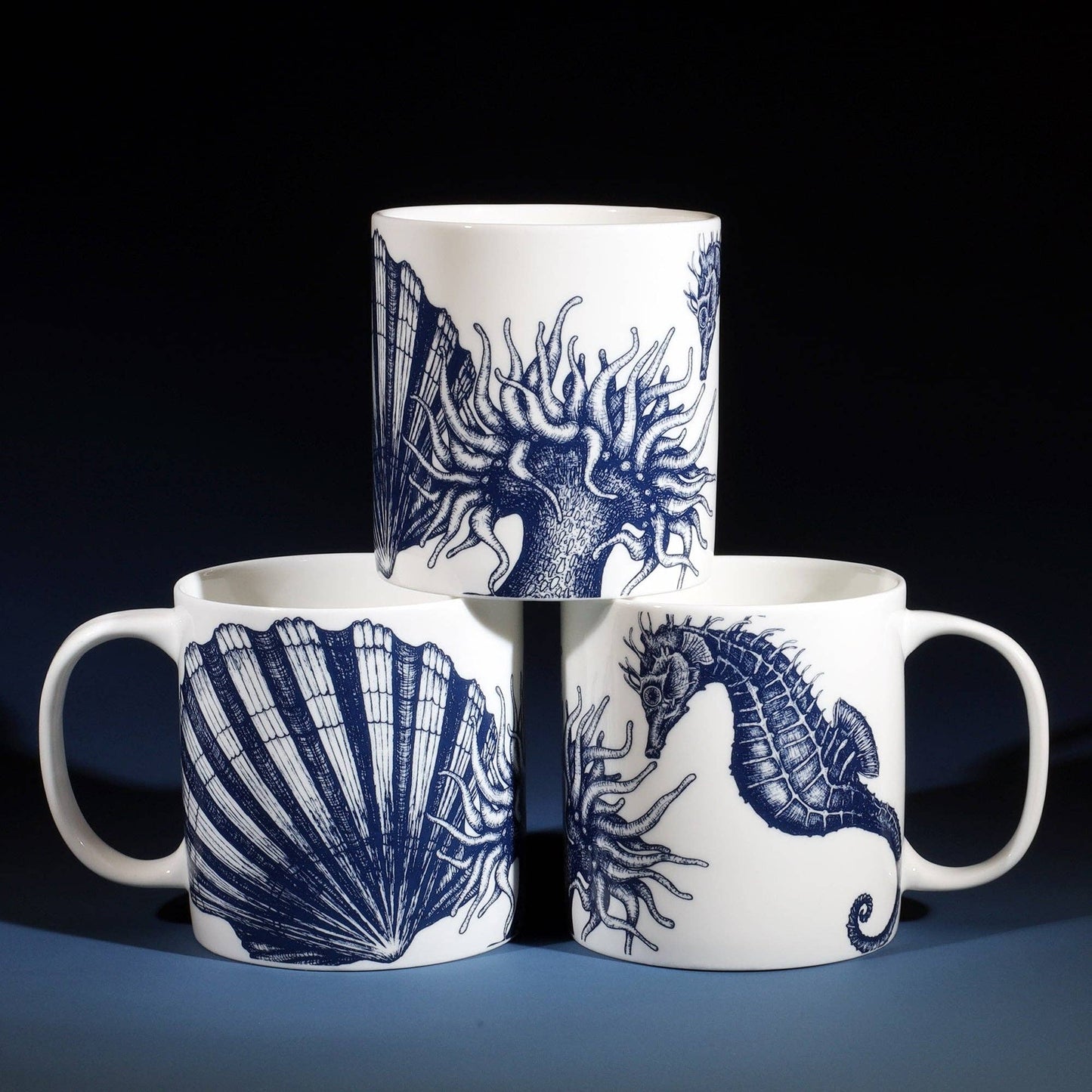 Jumbo Tasse  Seepferdchen Bone China