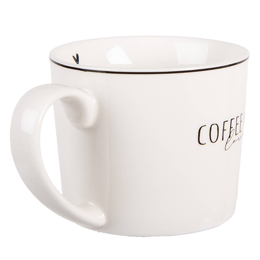 Porzellanbecher „Coffee Lover“ mit Herzmotiv – Weiß