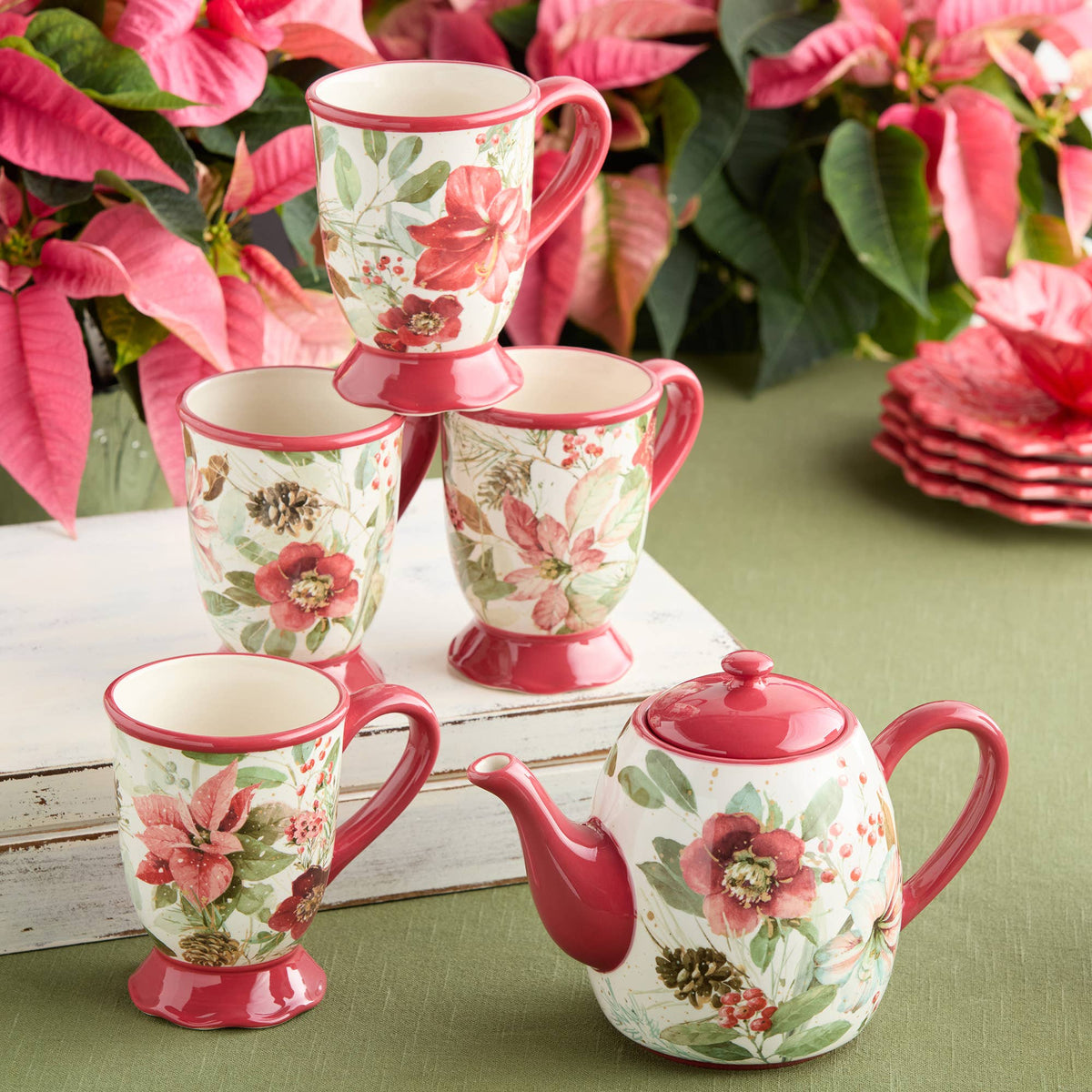 Winter Blooms Teekanne – Winterliches Blumendesign | ca. 1,06 Liter