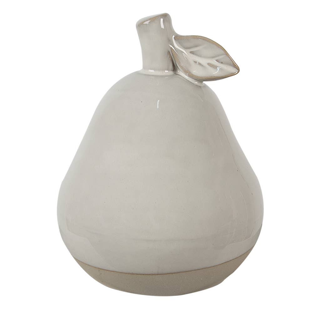 Deko-Birne 13 cm, beigefarbenes Porzellan