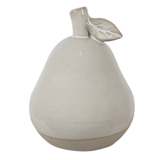 Deko-Birne 13 cm, beigefarbenes Porzellan