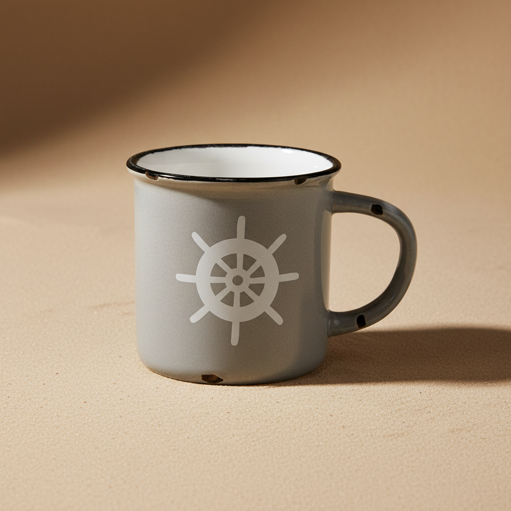 Keramik-Tasse GRIGIO BIANCO STEUERRAD