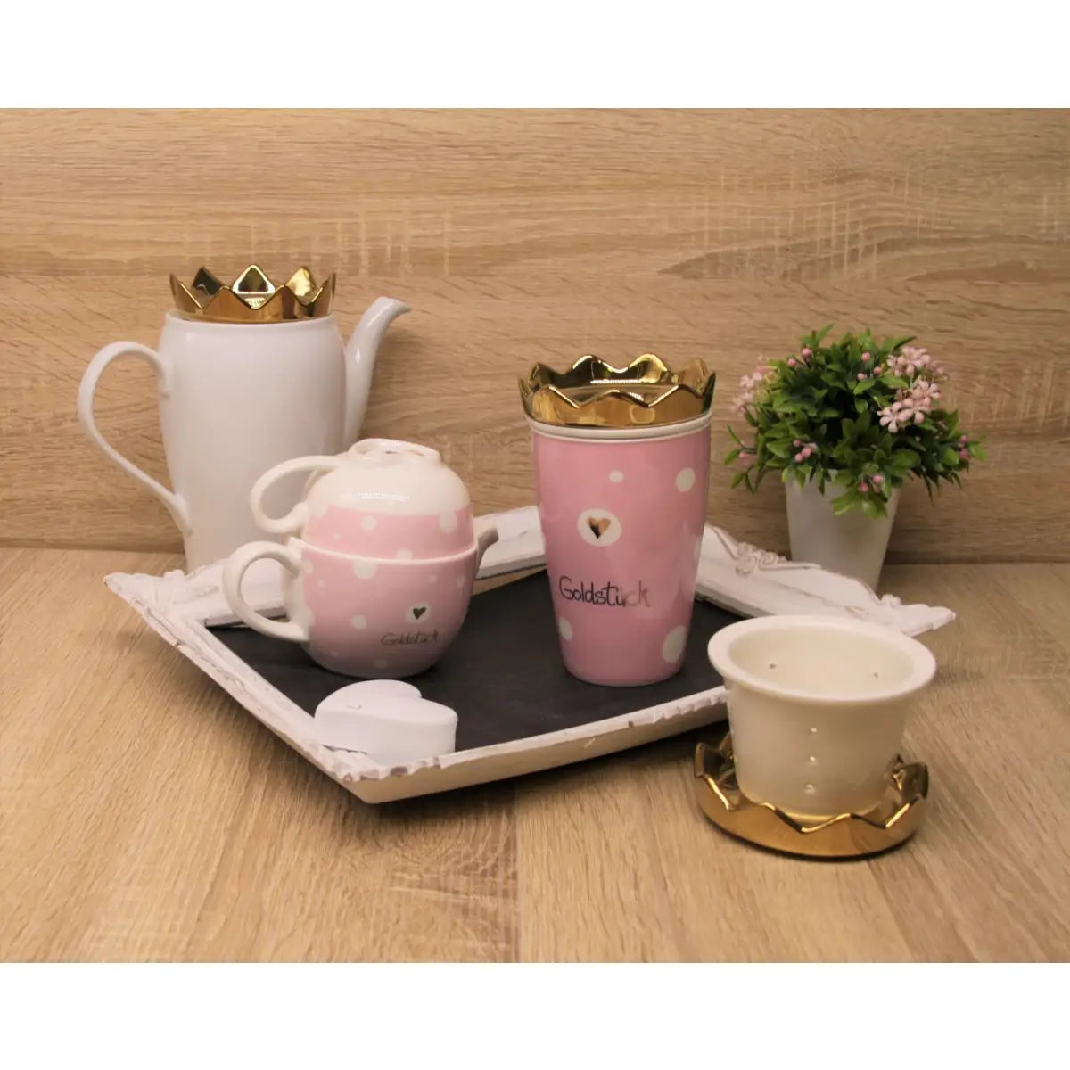 Tea for One Set mit Golddruck "Goldstück"