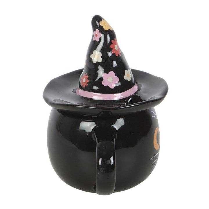 Groovy Hexenkatze Halloween-Tasse mit Deckel