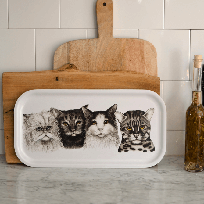 Katzen - Tablett 43 x 22 cm