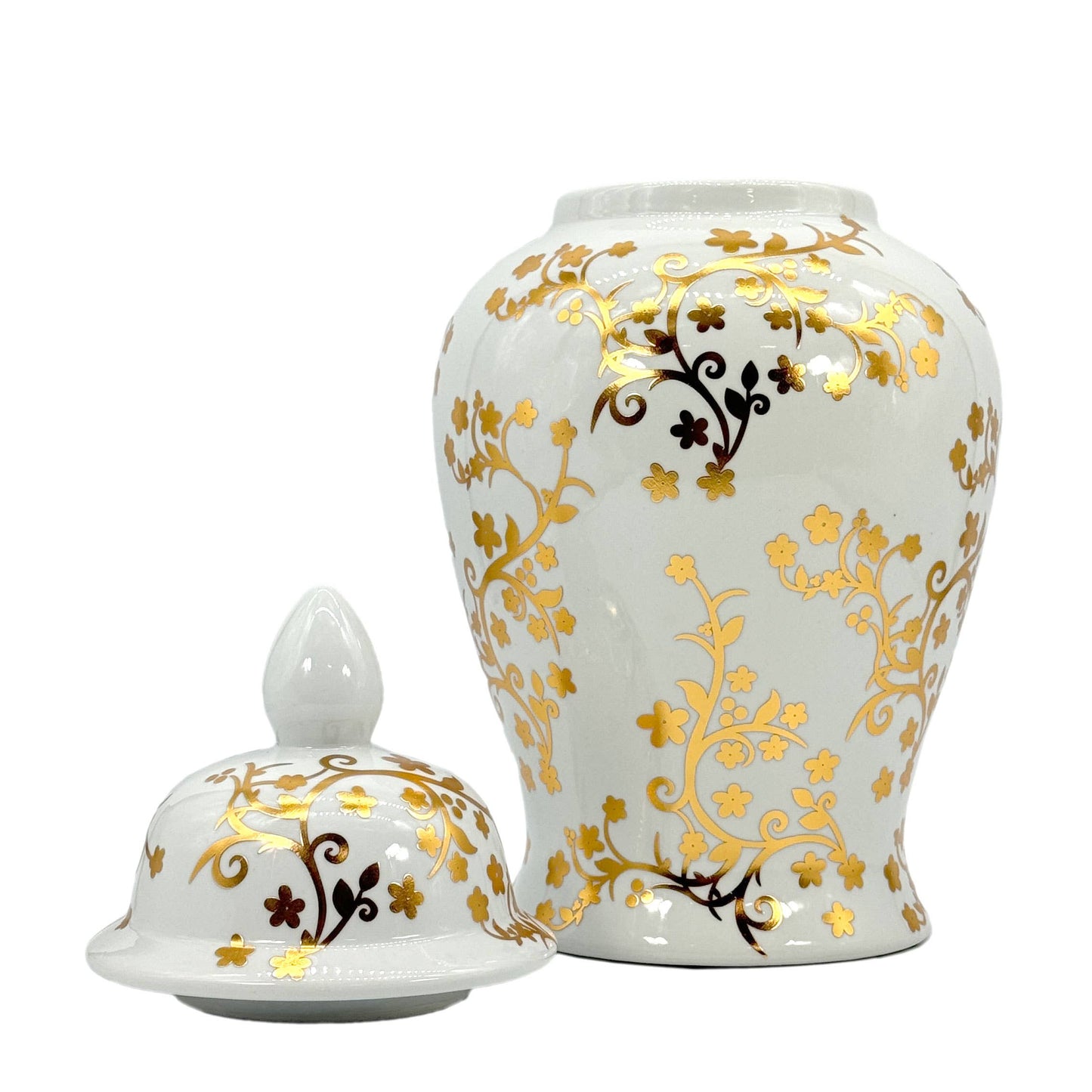 Ingwerglas aus Keramik Gold/Weiß, 45 cm