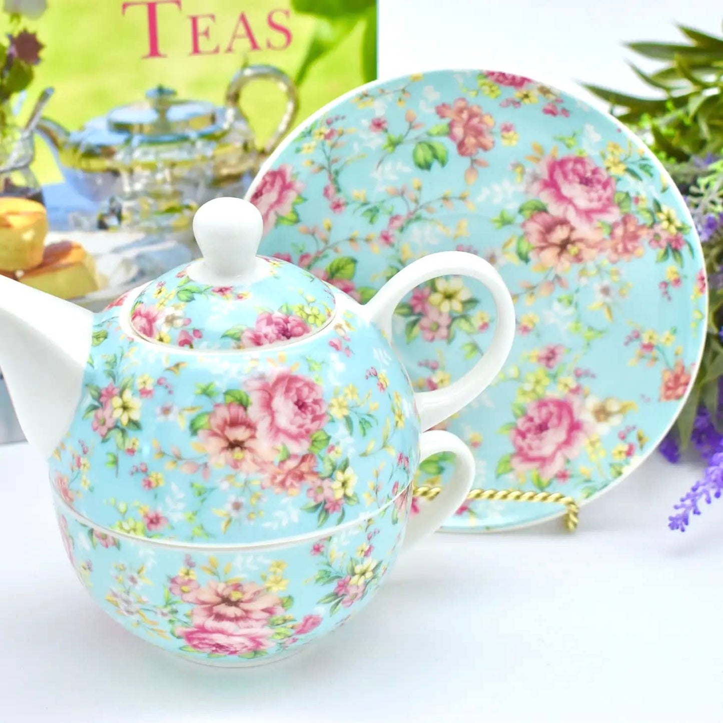 Tea for One Set Chintz Country Roses