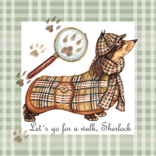 Kühlschrankmagnet - Dackel als Sherlock Holmes