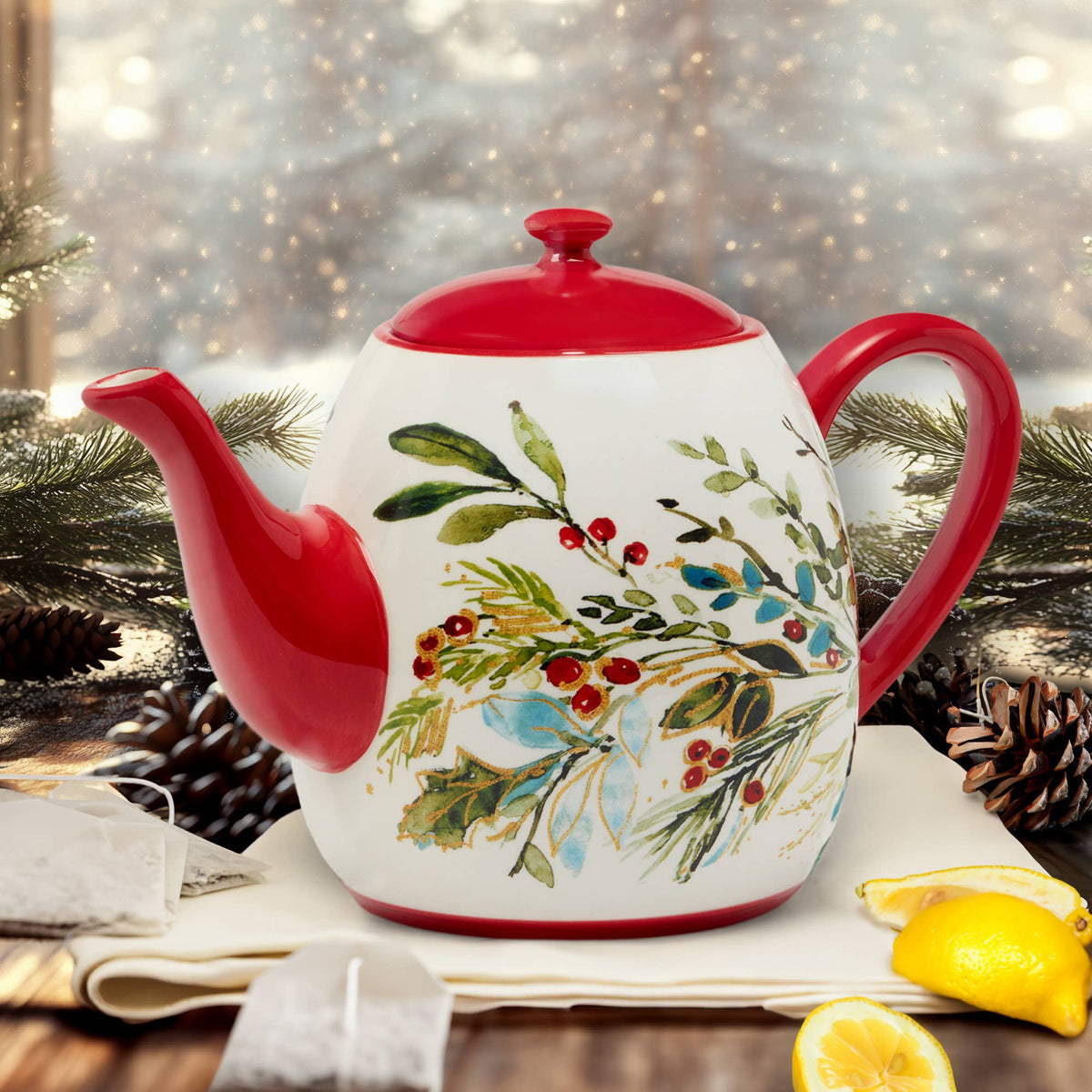 Christmas Gatherings Keramik-Teekanne – Weihnachtsdesign | ca. 1,06 Liter