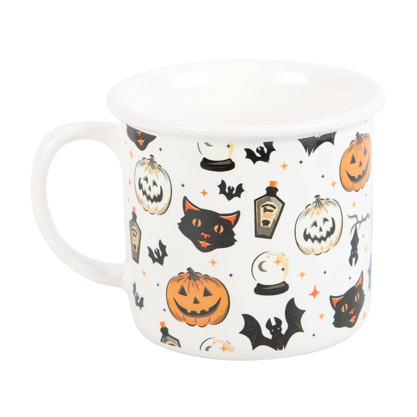 Halloween-Tasse mit gruseligem Katzen- und Kürbisdruck