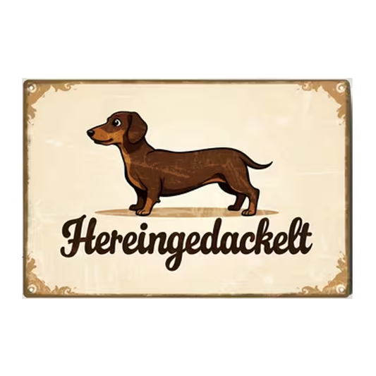 Metallschild HERIENGEDACKELT