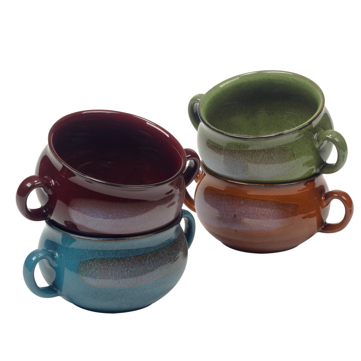 Suppentöpfen mit reaktiver Glasur, 4er Set