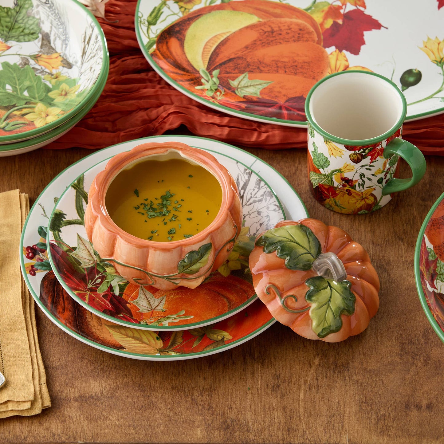 Harvest Fields Suppenschalen mit 3D-Kürbisdeckel