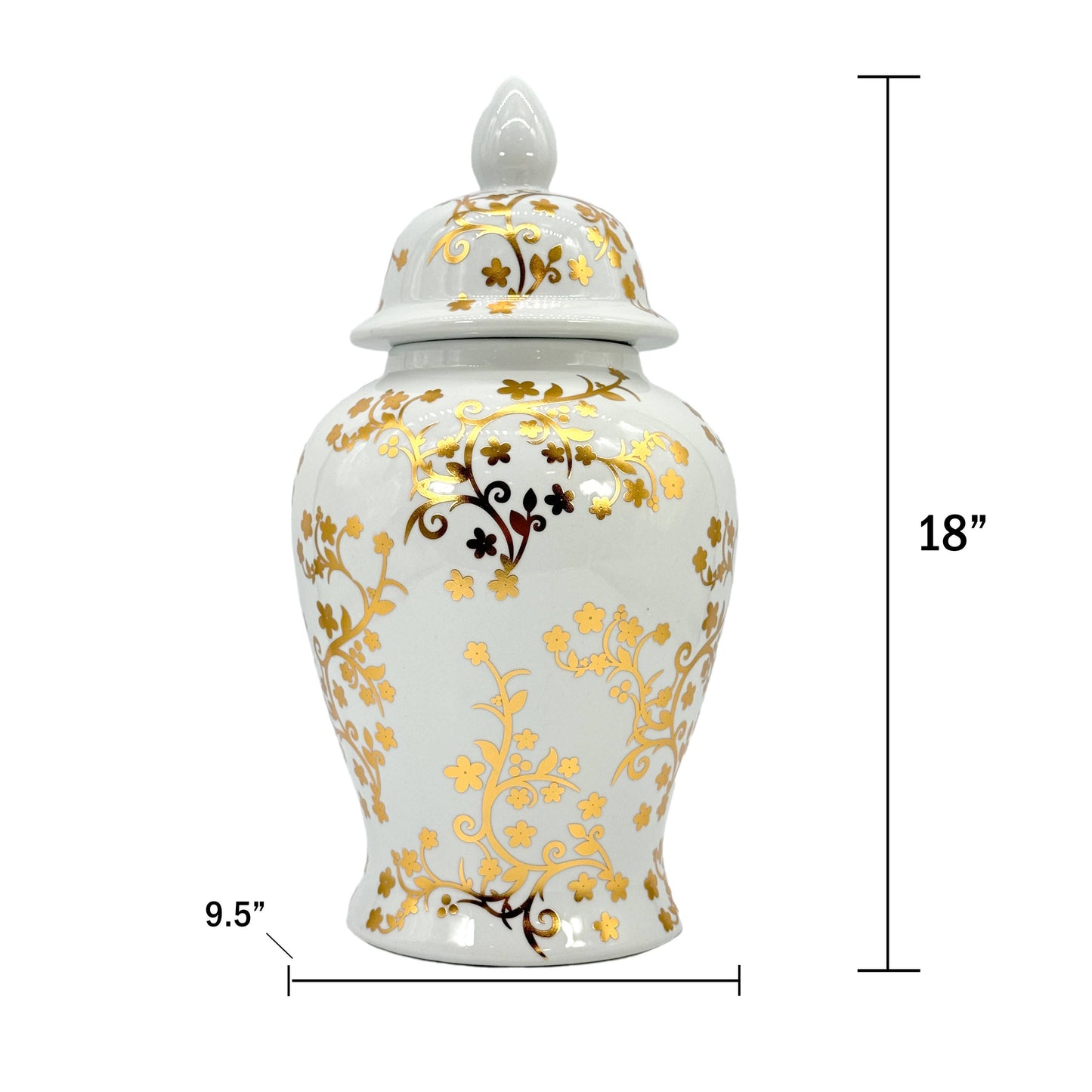 Ingwerglas aus Keramik Gold/Weiß, 45 cm