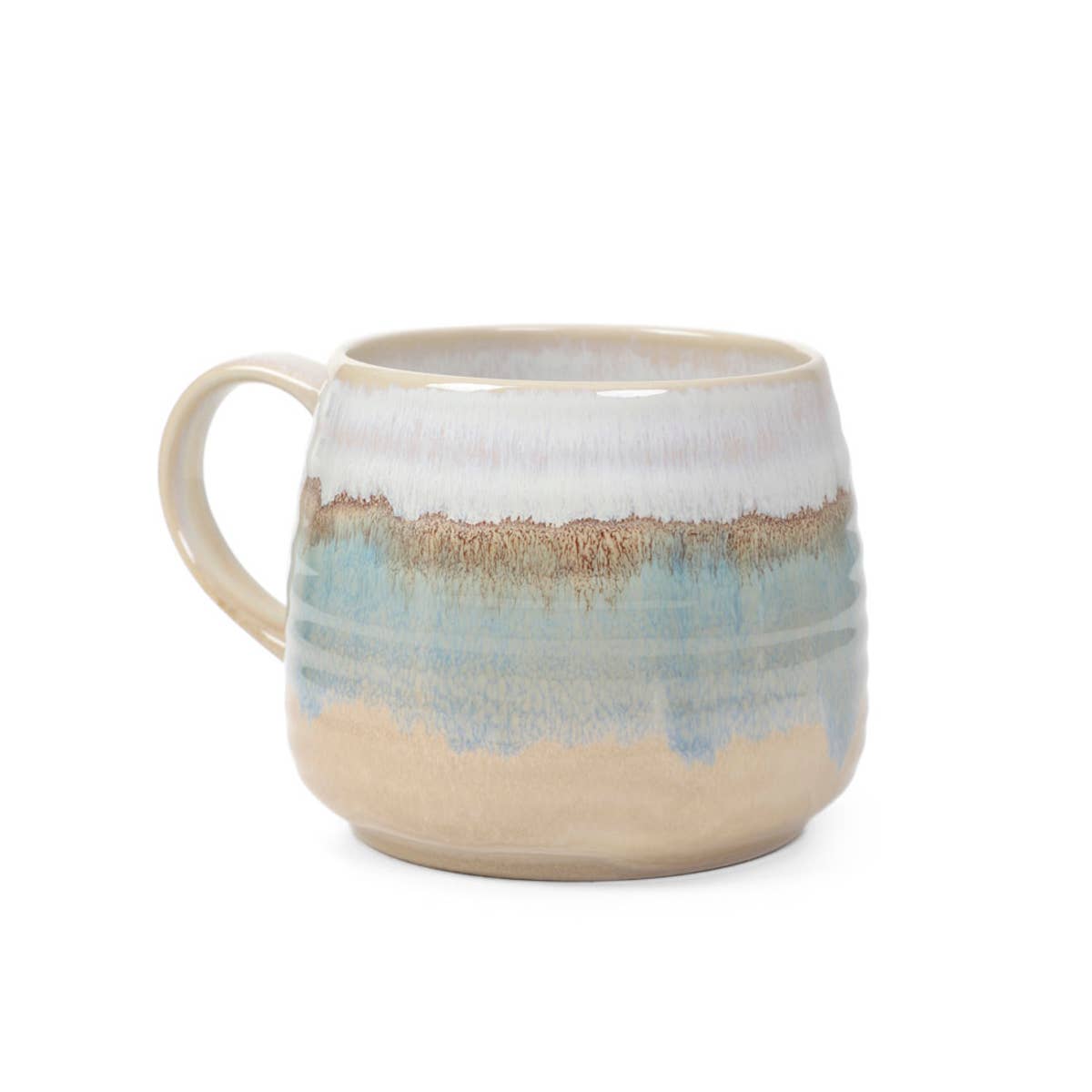 HOMLA SANDY Steinzeugbecher – Blau & Beige | 500 ml