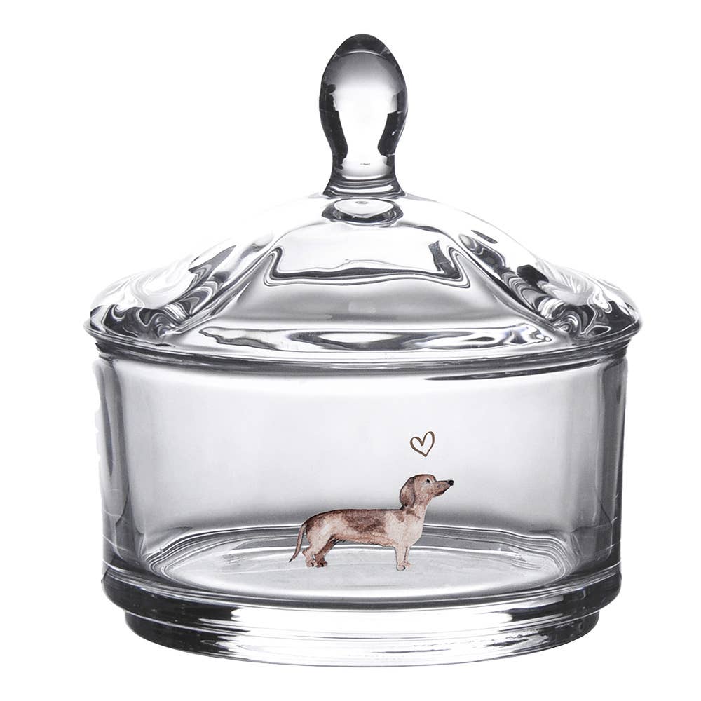 Glasgefäß Ø 9x9 cm Rundes Glas Dackel